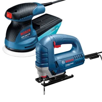 BOSCH GST8000E Dekupaj testere + GEX125-1AE Eksantrik Zımpara Set - 1