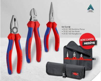 Knipex Pense 180mm + Yan Keski 160mm + Kargaburun 160mm Kombine Set - 1