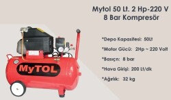 Mytol MY14301 Yağlı 50Litre Kompresör 2Hp 8 Bar - 2